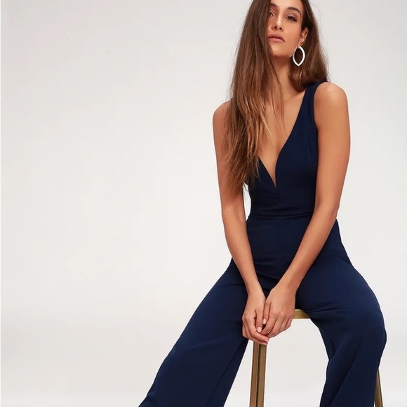 Lulus jumpsuit Stepping Out Navy Blue Sleeveless Wide Leg women’s size xs - Picture 7 of 8